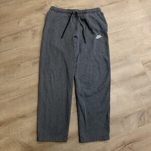 Nike Sportswear Club Fleece Sweatpants Mens Large L Gray Comfort Pants Open Hem